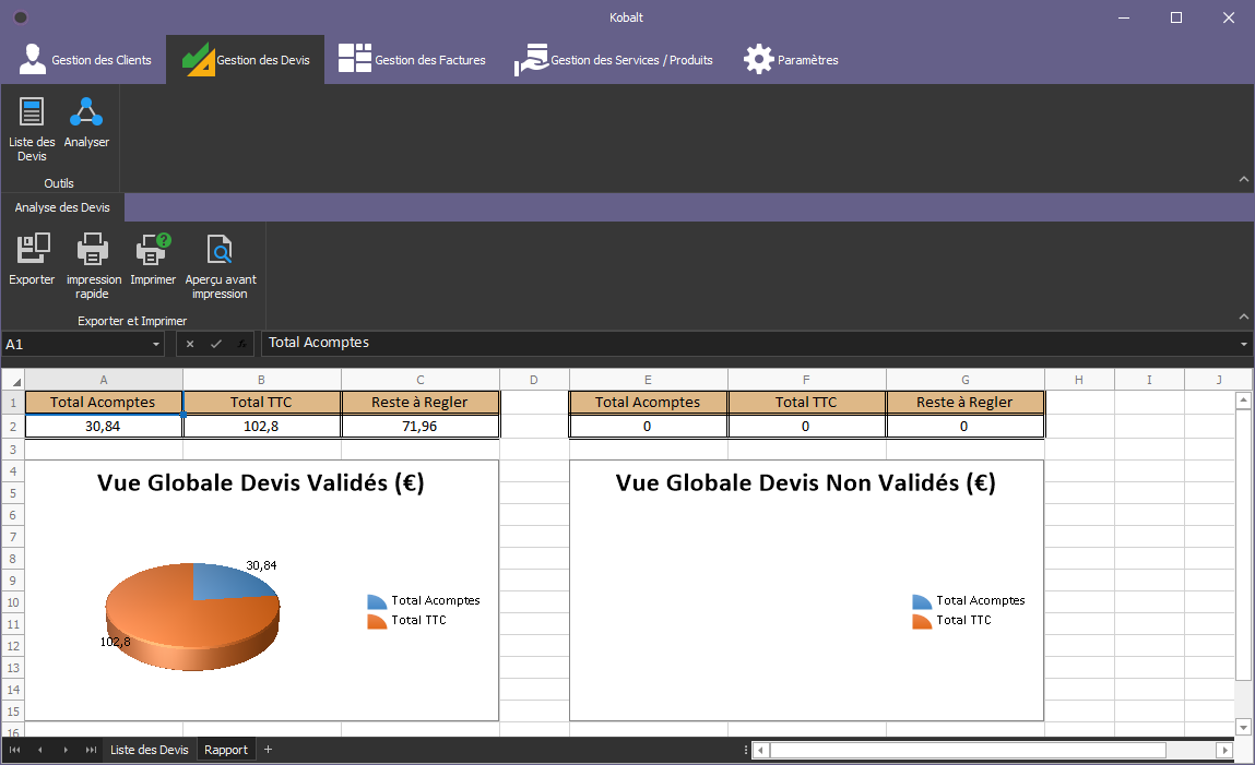 Vue de l'Application Kobalt