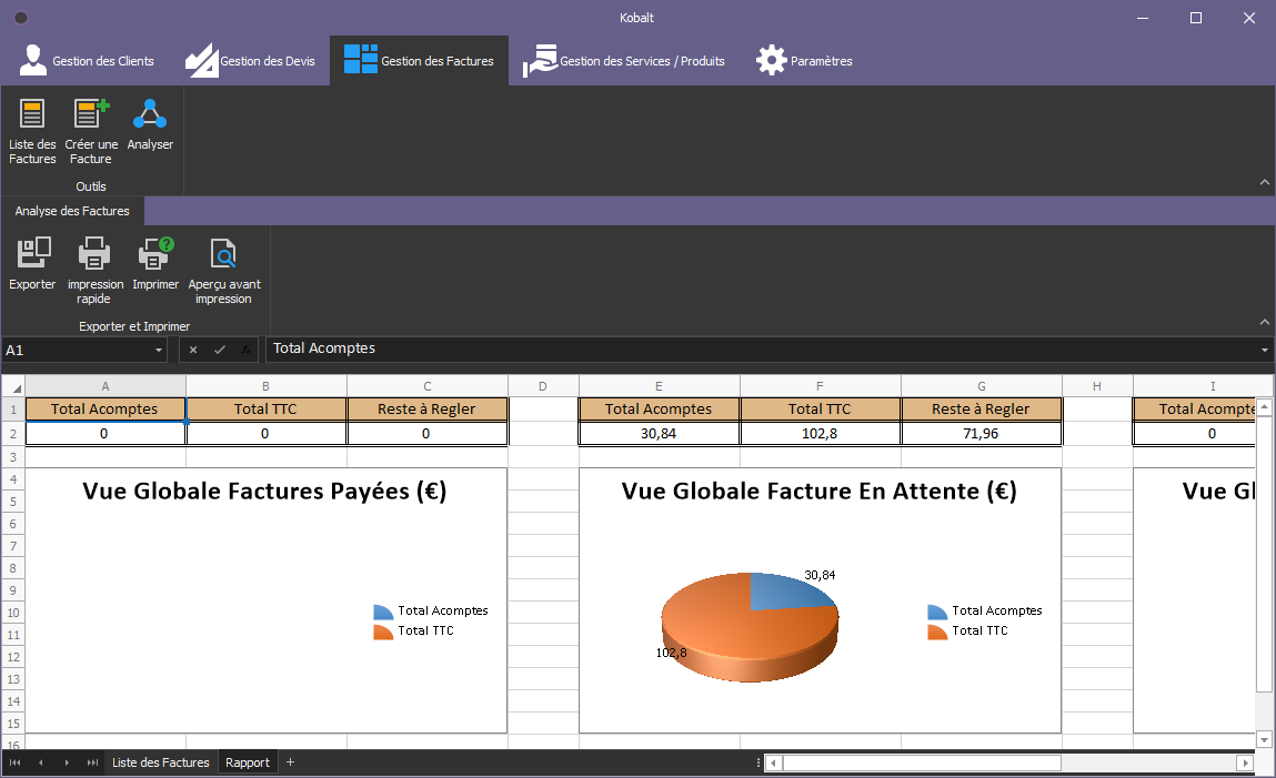 Vue de l'Application Kobalt